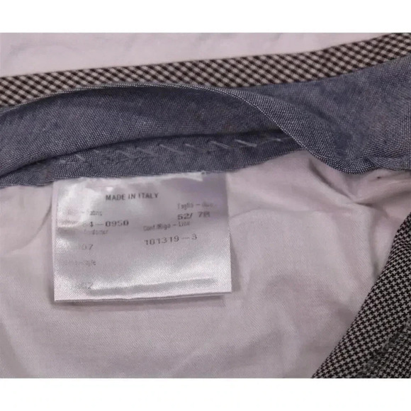 R. Caruso Current Light Gray Houndstooth Pleated Stretch Wool Dress Pants 35x29 - Picture 7 of 8